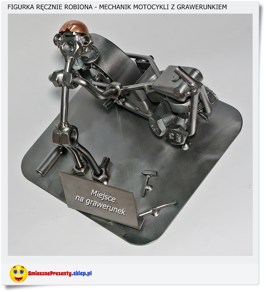  🛠 Metalowa figurka ręcznie robiona z grawerem dla mechanika 